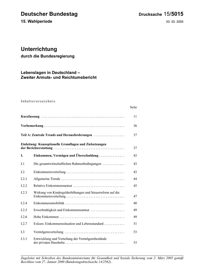 Lebenslagen in Deutschland - Zweiter Armuts- und Reichtumsbericht der Bundesregierung