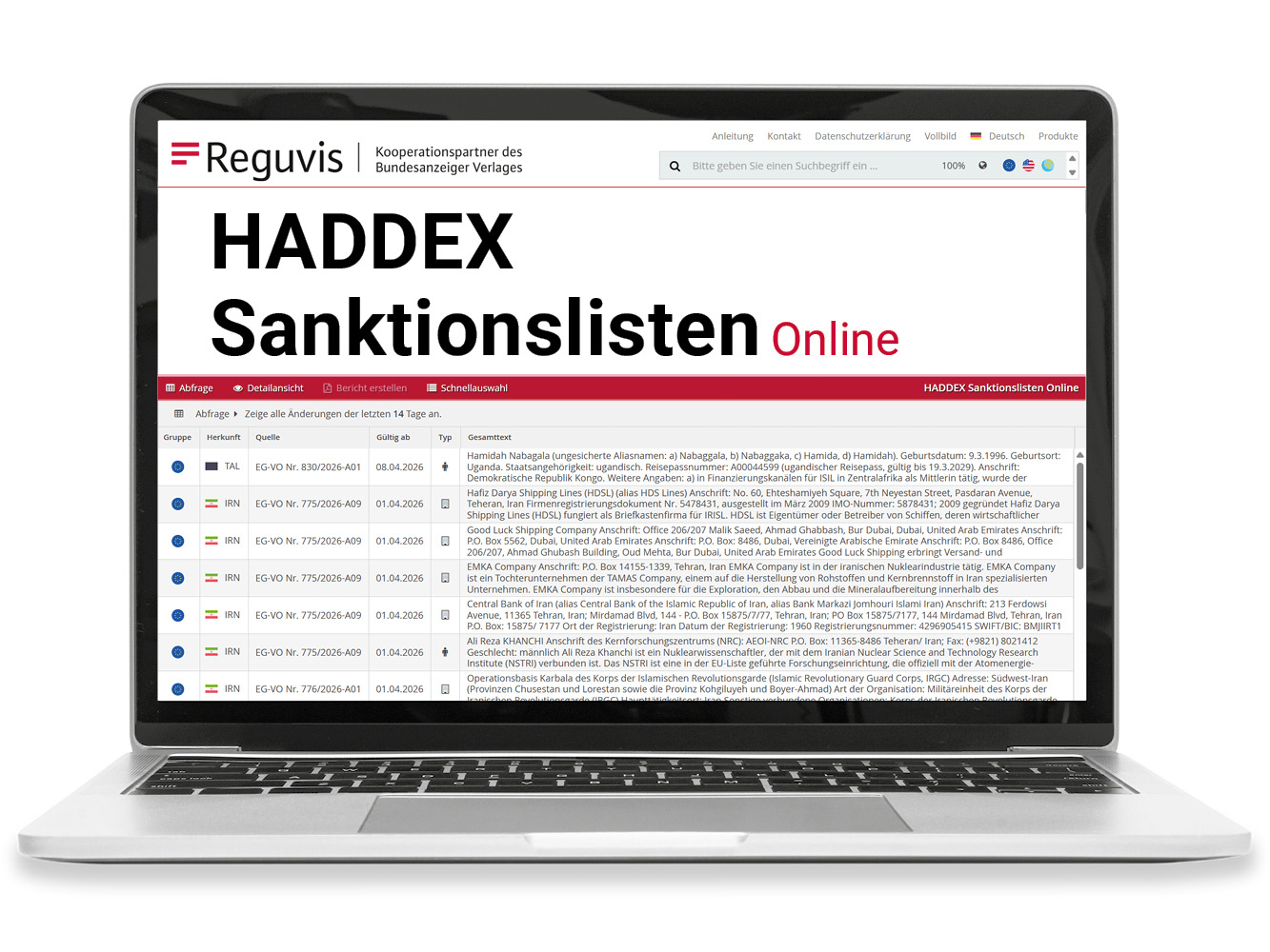 Data Content          HADDEX          Sanktionslisten